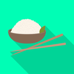 Isolated object of bowl and rice sign. Set of bowl and food stock vector illustration.