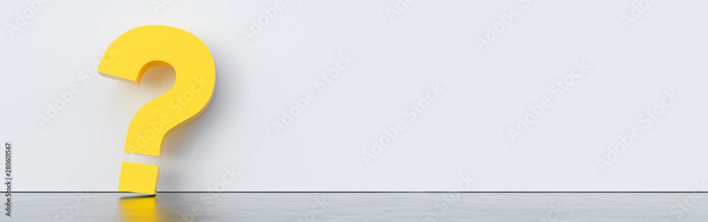 Poster colored question marks background concept. 3d rendering.
