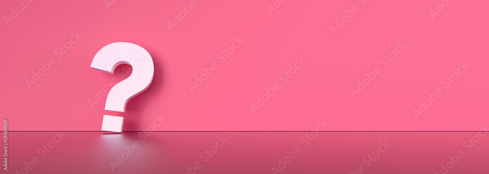 Poster colored question mark background concept. 3d rendering.