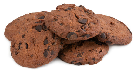 Chocolate chip cookie isolated on white background