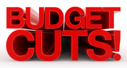 BUDGET CUTS ! word on white background illustration 3D rendering