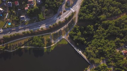 FLYING OVER A DAM SUNNY DAY