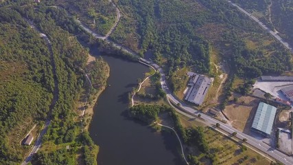 FLYING OVER A DAM SUNNY DAY