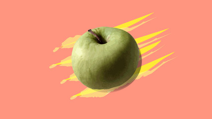 apple on pink background