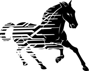 Horse Silhouette Galloping Geometric Style