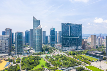 panoramic city skyline in hangzhou china