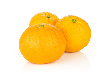 Group of three whole fresh sweet orange isolated on white background