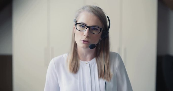 Close up ow Woman Working in Call Center