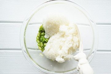アスパラガスの混ぜご飯