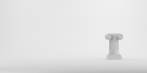 Abstract podium column on the white background. The victory pedestal is a minimalist concept. Free space for text. 3D rendering.