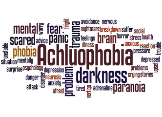 Obraz premium Achluophobia fear of darkness word cloud concept