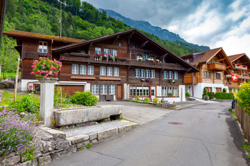 The Swiss village of Iseltwald on the famous lake Brienz.