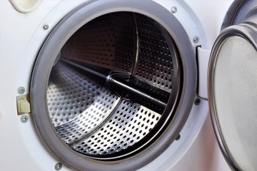The drum of the washing machine in the Laundry to remove dirt from the clothes. Washing machine—a necessary household appliance for washing textiles, underwear and bed linen, bags and other things.