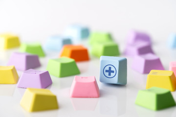 Medical icon on the colorful style keyboard