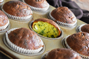 Corn pone baked with spinach and cheese.