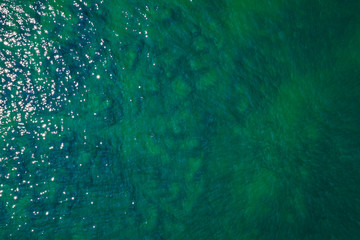 Aerial view of turquoise sea water.