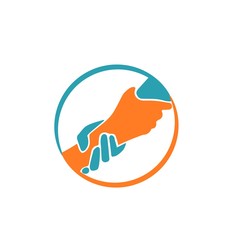 Helping hand circle symbol vector