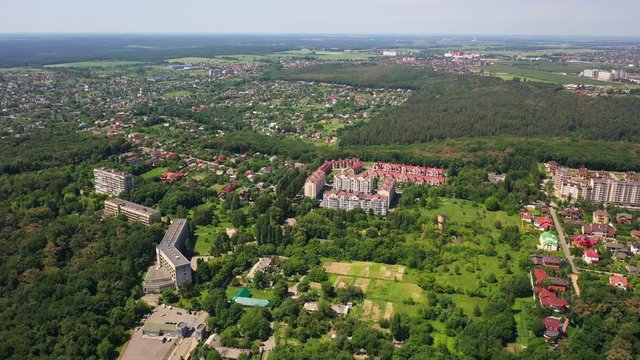 Aerial View of Feofania Residences Near Feofaniya Park in Kyiv, Ukraine