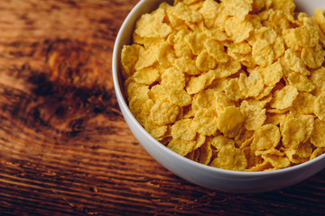 White bowl of corn flakes