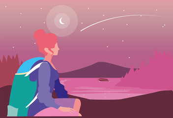 woman with backpack hiking wanderlust