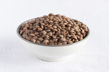 Brown Lentils in a Bowl