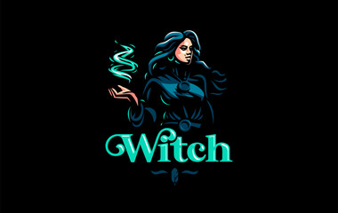 Witch gypsy with flowing hair.