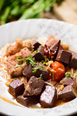 Rice noodles spicy soup (Kanom Jeen Nam Ngeaw), Northern Thai food