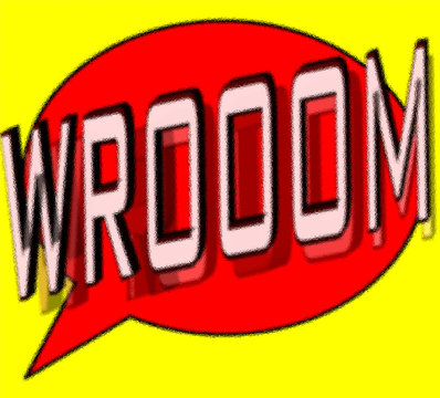 Cartoon wrooom illustration in comic book cloud