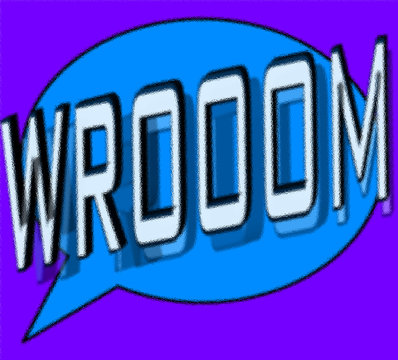 Cartoon wrooom illustration in comic book cloud
