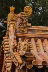 Fototapeta premium Details der Dachkeramiken in Peking, verbotene Stadt