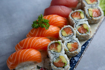 Gourmet sushi from a sustainable farm, isolated
