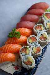 Gourmet sushi from a sustainable farm, isolated
