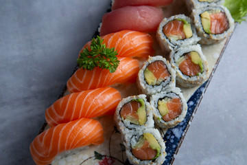 Gourmet sushi from a sustainable farm, isolated
