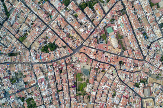 Aerial view of Sitges, coastal town in Spain's Catalonia region.