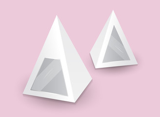 White 3d pyramid, Vector illustration, Box Packaging For Food, Gift Or Other Products, Product Packing