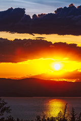 Fototapeta premium Sunset Over Lake in Summer