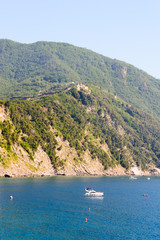 Fototapeta na wymiar Seascape in Camogli a little city of Liguria in Italy