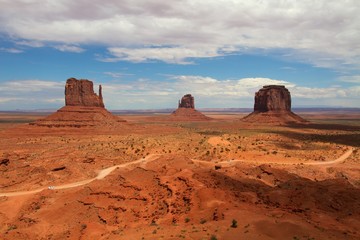 Fototapeta na wymiar Panoramic view of typical rock formations of Monument Valley,USA valley