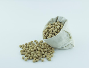 Raw chickpeas in a bag