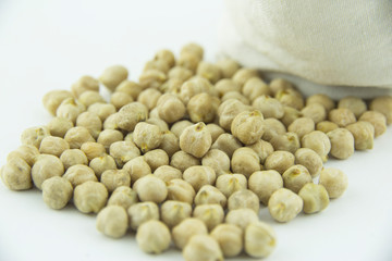 Raw chickpeas in a bag