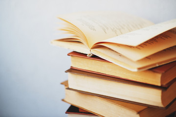 minimalism, old books on the white background
