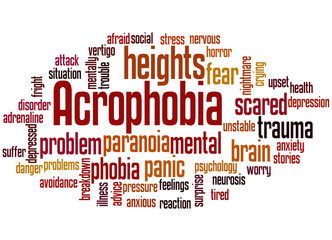 Acrophobia fear of heights cloud concept