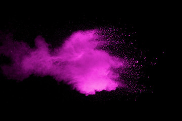 Explosion of pink dust on black background. - 280625190