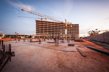 Long view of building construction
