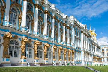 The facade of the Catherine Palace in Tsarskoye Selo