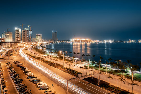 Aerial view of city near Luanda waterfront, Angola