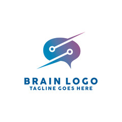 Brain Logo Technology Icon. Digital Vector Technology Symbol. Company Logo Design Inspiration.