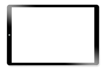 3D brandless tablet with empty screen isolated on white background