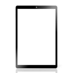 3D brandless tablet with empty screen isolated on white background