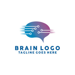 Brain Logo Technology Icon. Digital Vector Technology Symbol. Company Logo Design Inspiration.